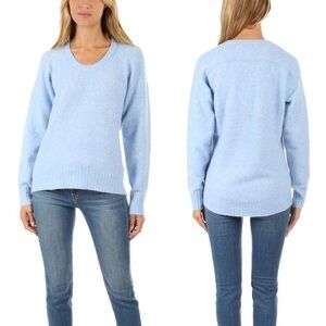 3.1 PHILLIP LIM LIGHT BLUE OPEN NECK SWEATER PULLOVER ALPACA WOOL SIZE XS